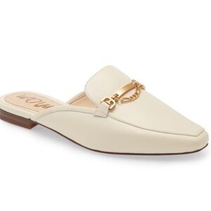 Sam Edelman Cream Mules with Gold Chain
